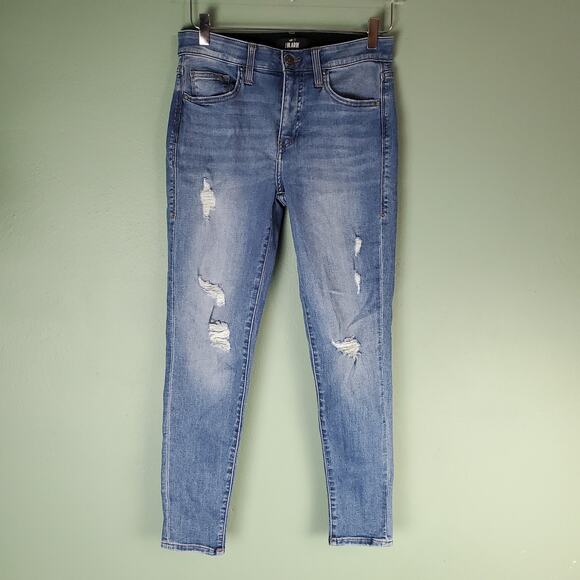 Lularoe Womens Magic Waist Stretch Medium Wash Distressed Jeans Size 28 - Picture 1 of 5